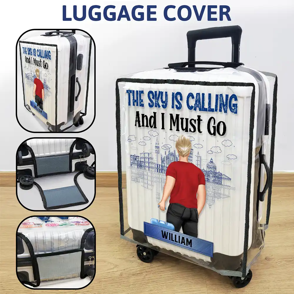 The Sky Is Calling Me - Personalized Clear Luggage Cover - Image 3