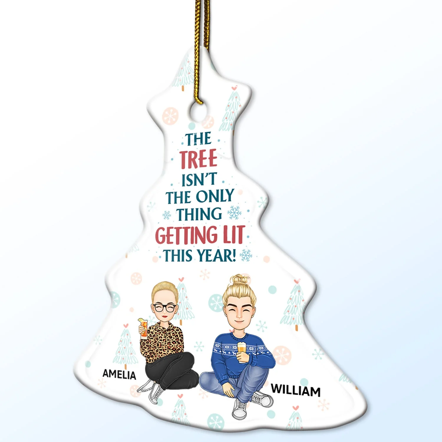 The Tree Isn't The Only Thing That Lit - Christmas Gift For Bestie, Sibling, Colleague, Best Friend - Personalized Tree Ceramic Ornament - Image 2