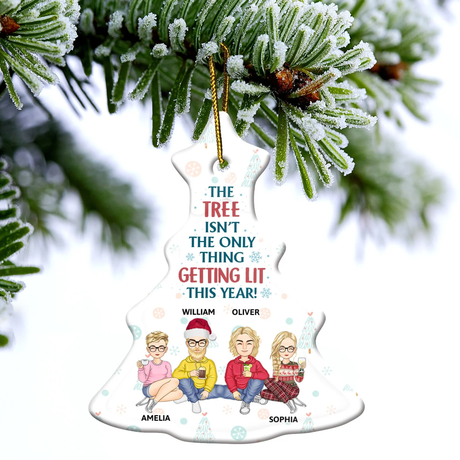 The Tree Isn't The Only Thing That Lit - Christmas Gift For Bestie, Sibling, Colleague, Best Friend - Personalized Tree Ceramic Ornament - Image 4