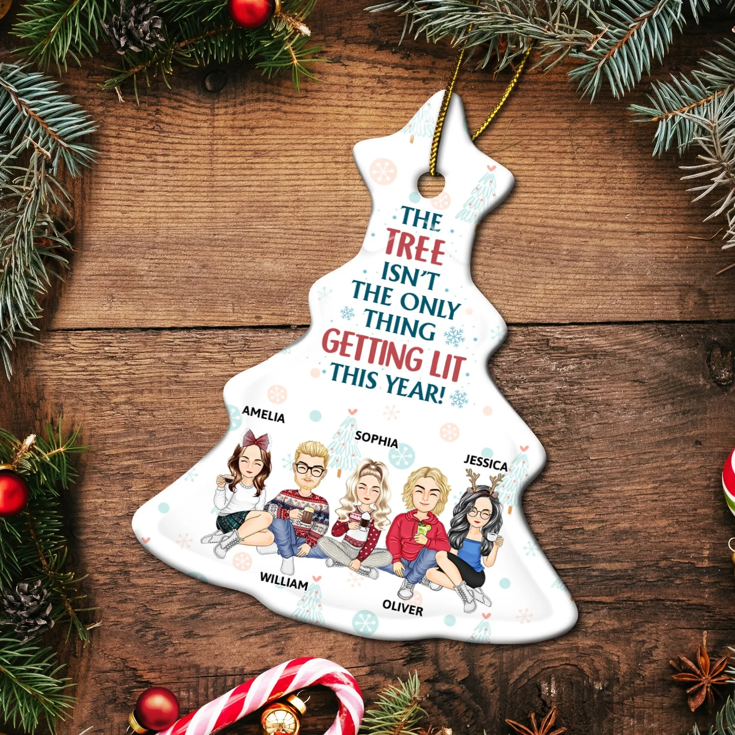 The Tree Isn't The Only Thing That Lit - Christmas Gift For Bestie, Sibling, Colleague, Best Friend - Personalized Tree Ceramic Ornament - Image 5