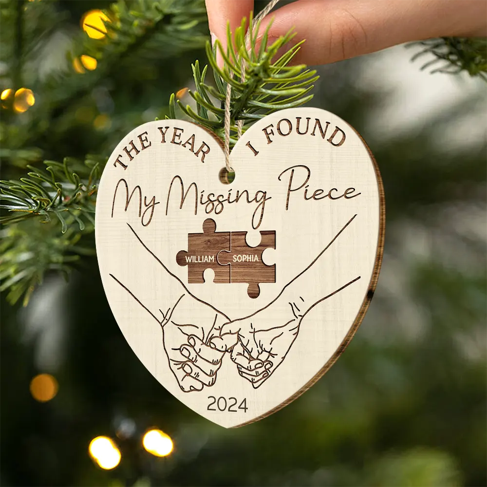The Year I Found My Missing Piece Couples - Personalized Custom Shaped Wooden Ornament - Image 2