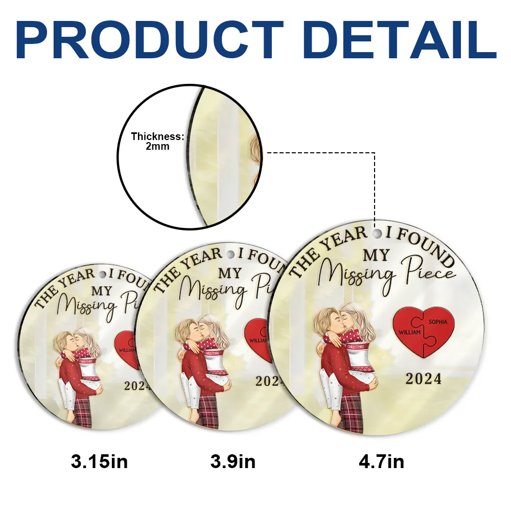The Year I Found My Missing Piece Kissing Couples - Personalized Custom Shaped Mirror Ornament - Image 6