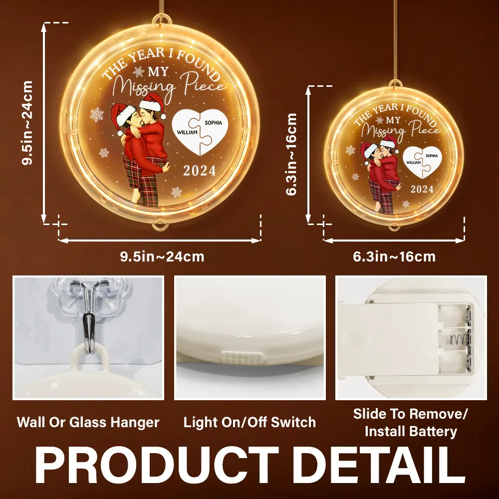 The Year I Found My Missing Piece Kissing Couples - Personalized LED Pendant Light - Image 6