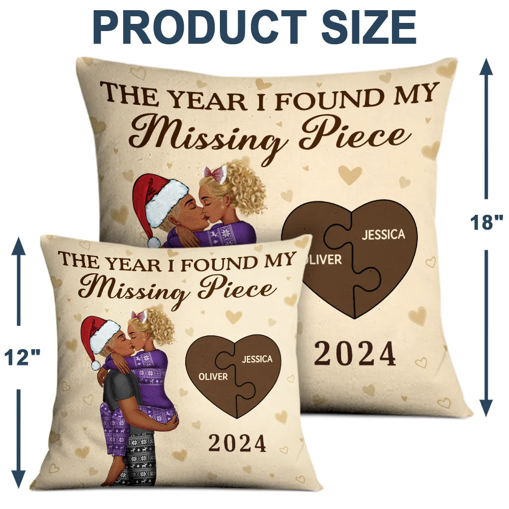 The Year I Found My Missing Piece Kissing Couples - Personalized Pillow - Image 4