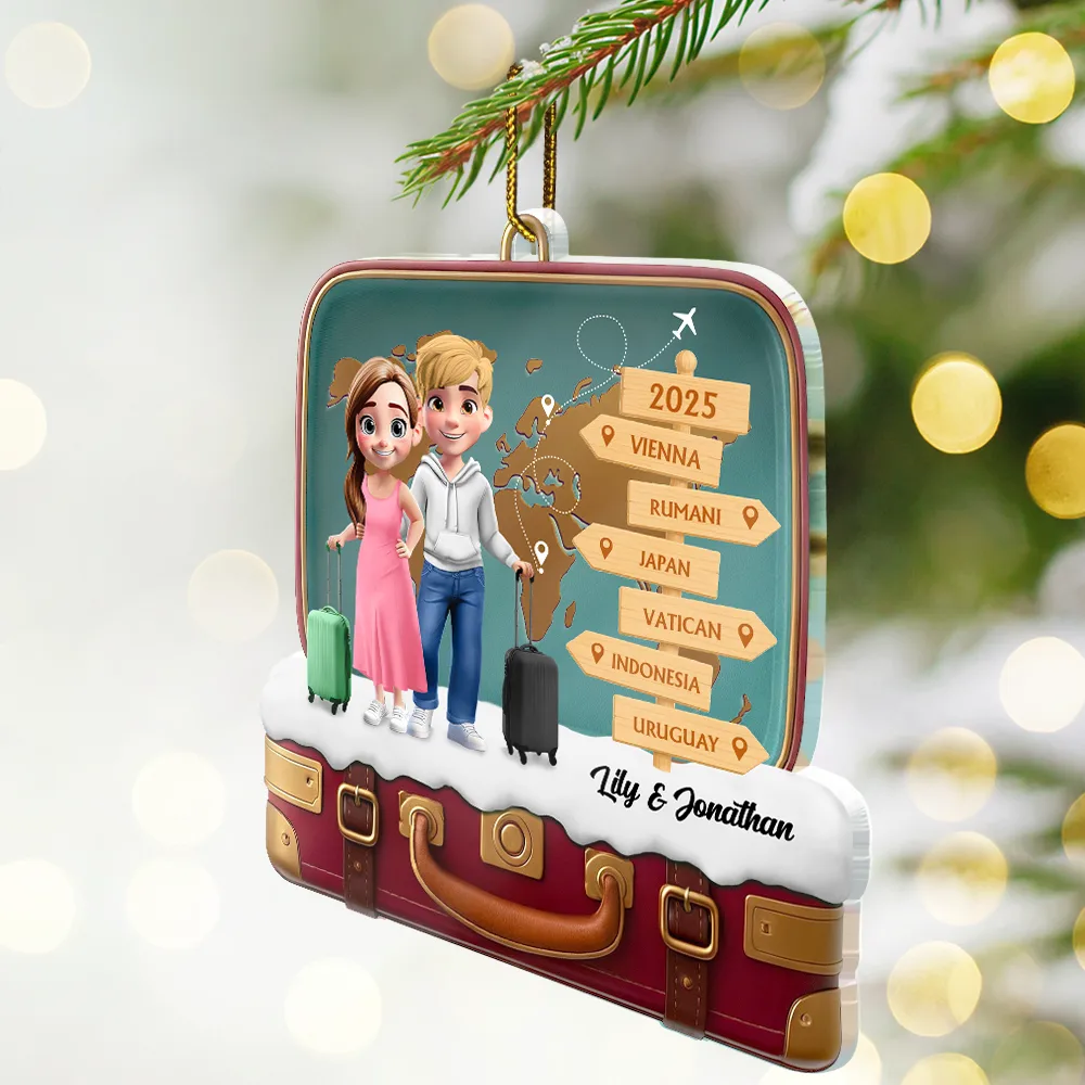 The Year We And Our Suitcase Traveled Together - Personalized Custom Shaped Acrylic Ornament - Image 2