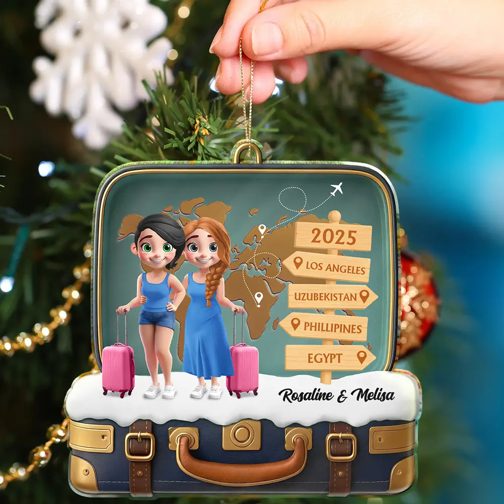 The Year We And Our Suitcase Traveled Together - Personalized Custom Shaped Acrylic Ornament - Image 4