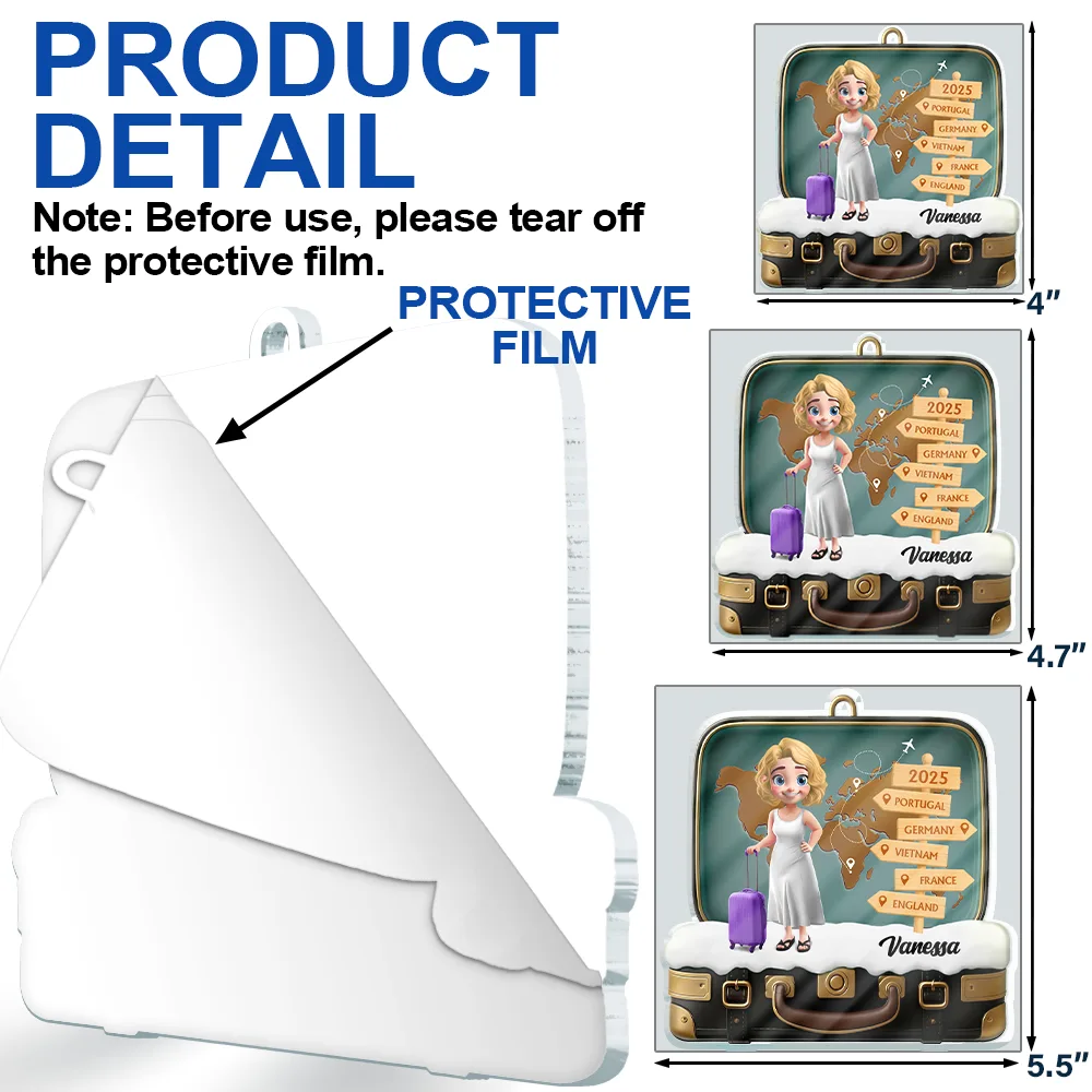 The Year We And Our Suitcase Traveled Together - Personalized Custom Shaped Acrylic Ornament - Image 6
