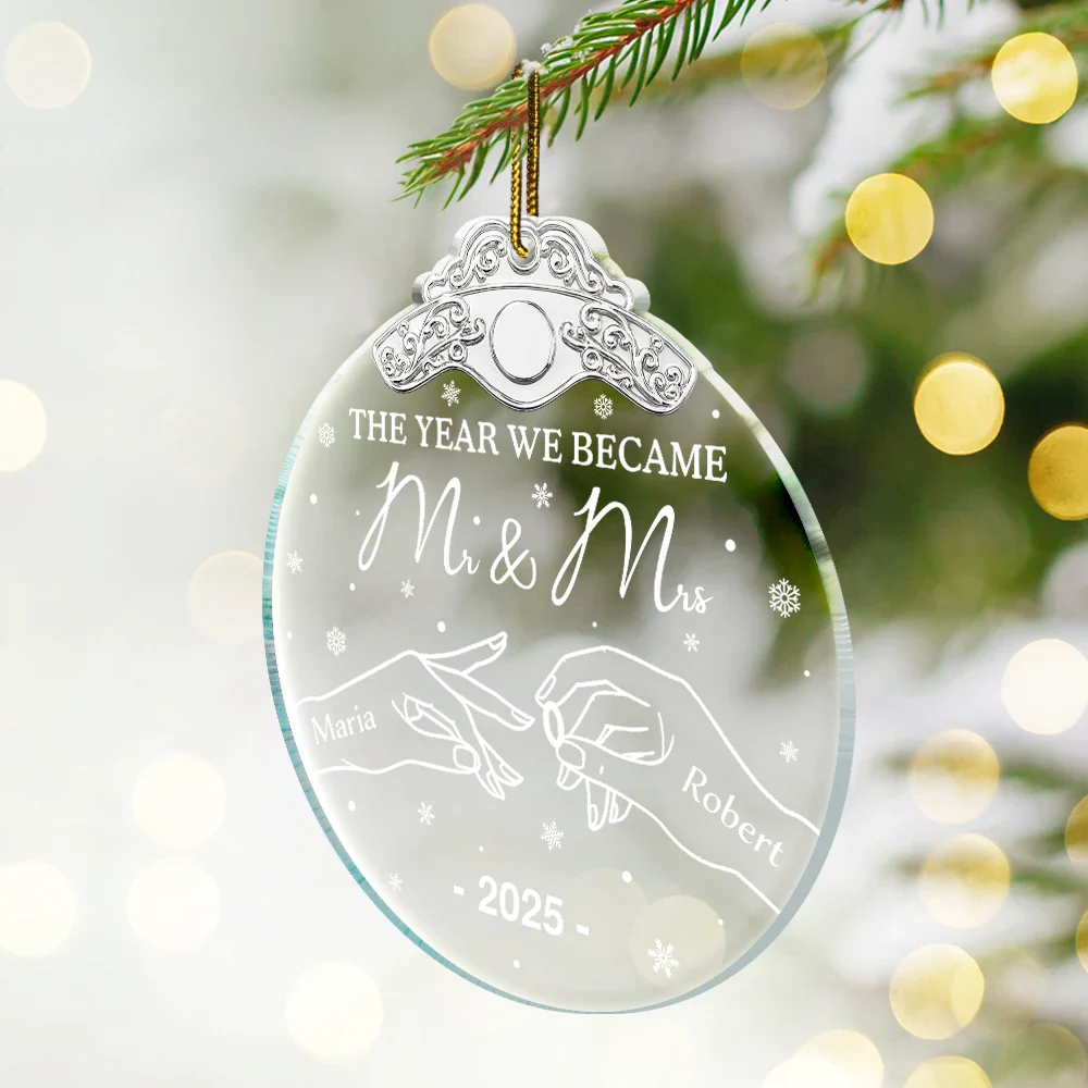 The Year We Got Engaged - Personalized Custom Shaped Acrylic Ornament - Image 2
