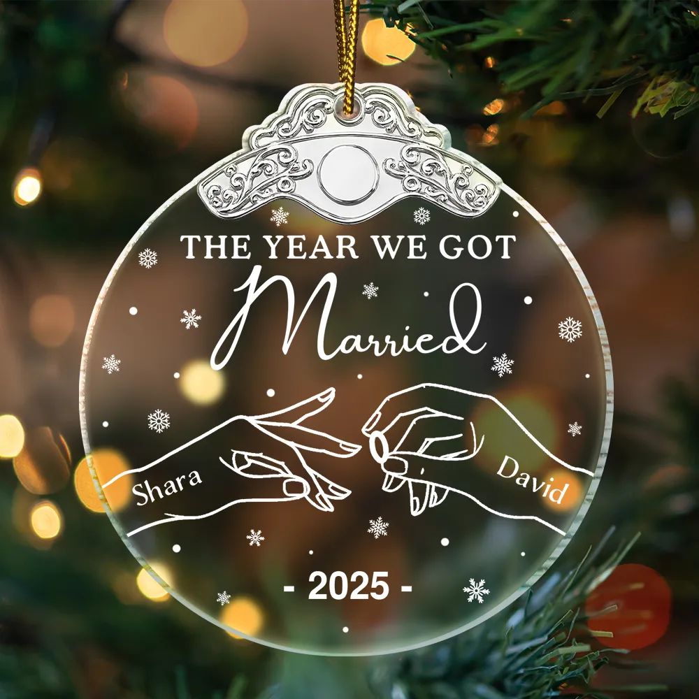 The Year We Got Engaged - Personalized Custom Shaped Acrylic Ornament - Image 3