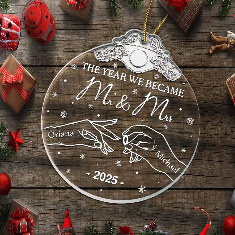 The Year We Got Engaged - Personalized Custom Shaped Acrylic Ornament - Image 5