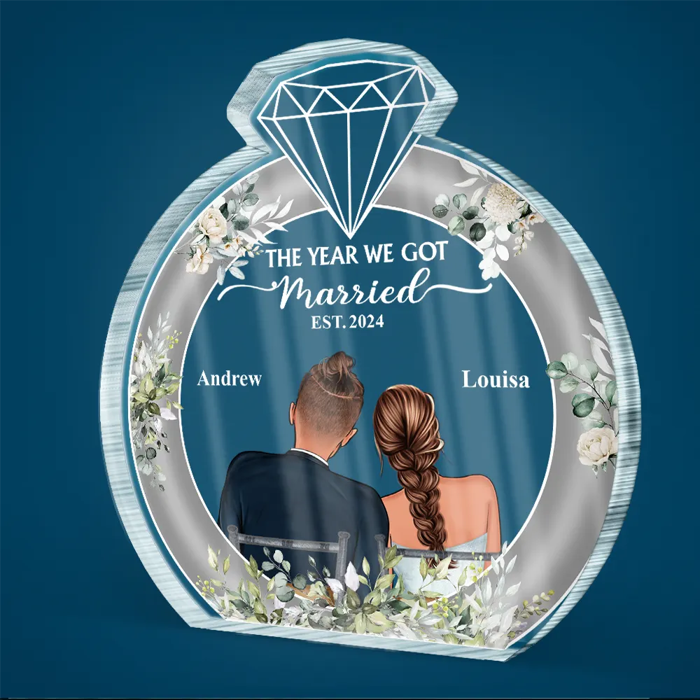 The Year We Got Engaged - Personalized Custom Shaped Acrylic Plaque - Image 2