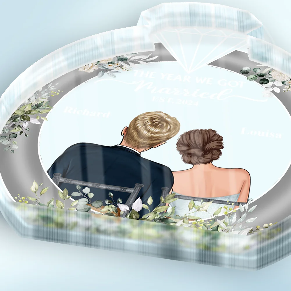 The Year We Got Engaged - Personalized Custom Shaped Acrylic Plaque - Image 3
