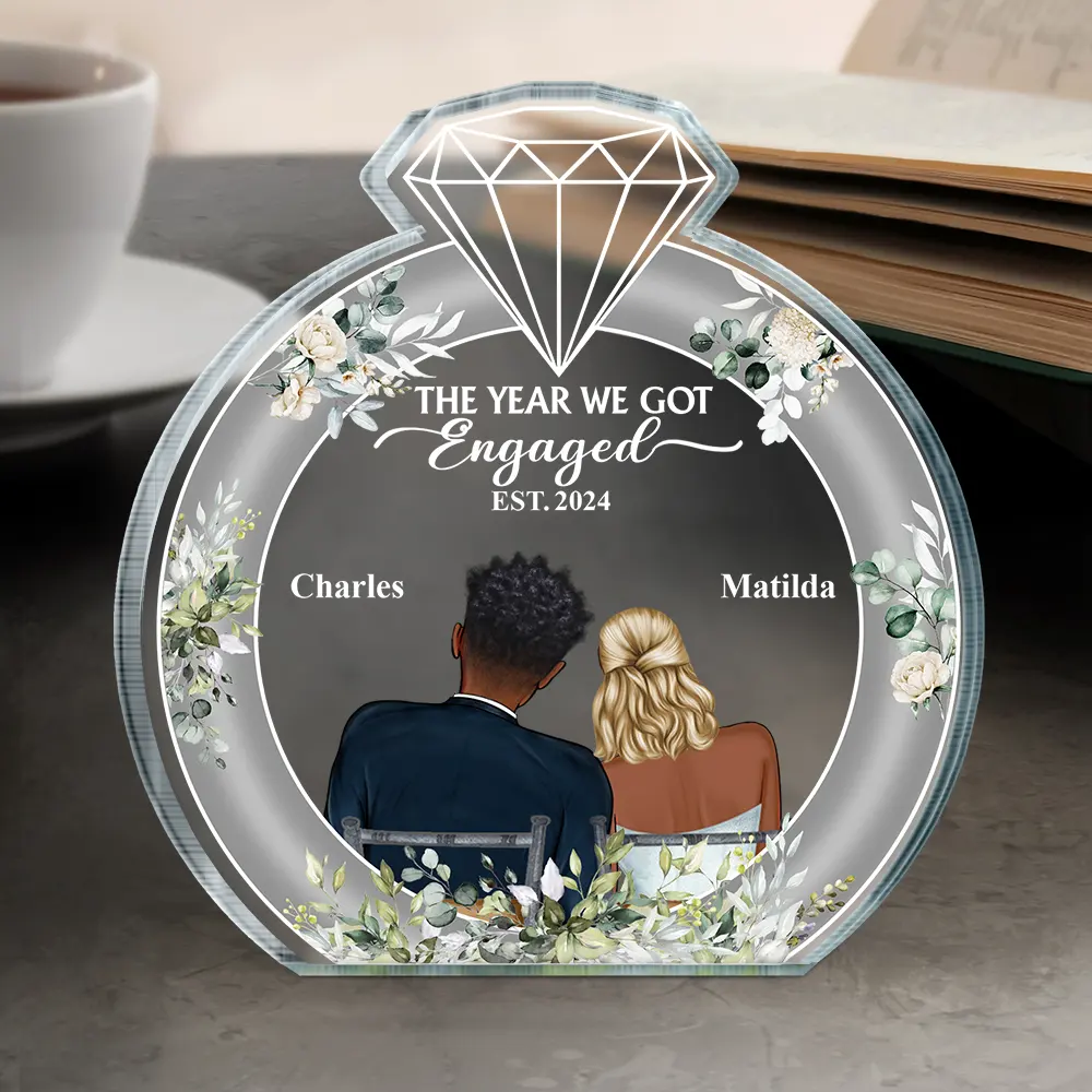 The Year We Got Engaged - Personalized Custom Shaped Acrylic Plaque - Image 4