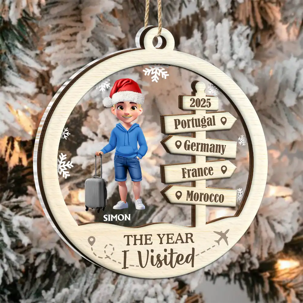 The Year We Visited Travel Ornament - Personalized 2-Layered Mix Ornament - Image 3