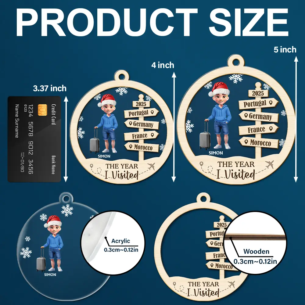 The Year We Visited Travel Ornament - Personalized 2-Layered Mix Ornament - Image 5