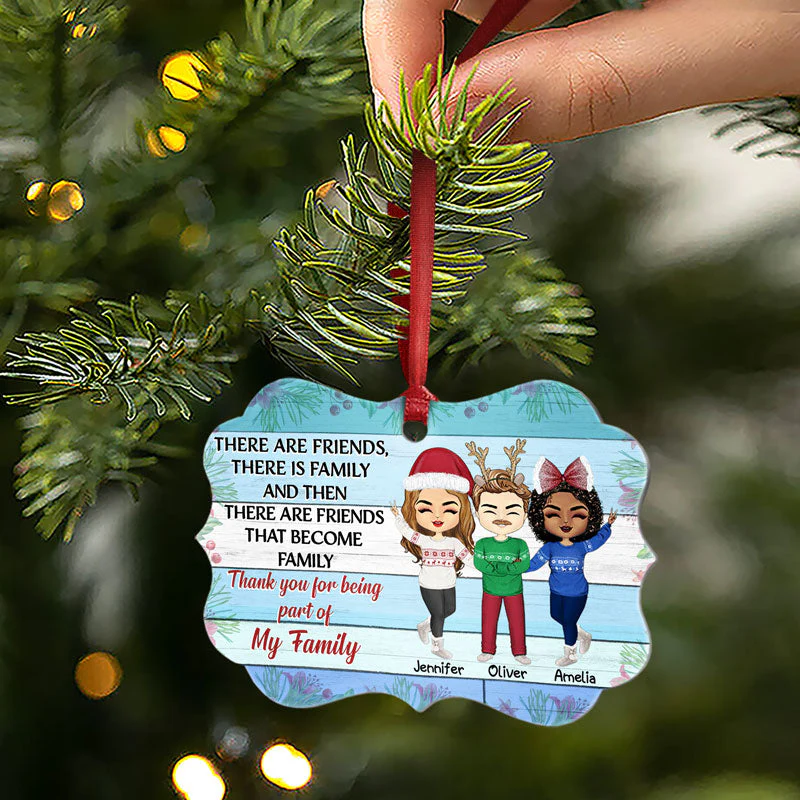 There Are Friends There Are Family Blue - Christmas Gift For Best Friends - Personalized Custom Aluminum Ornament - Image 2