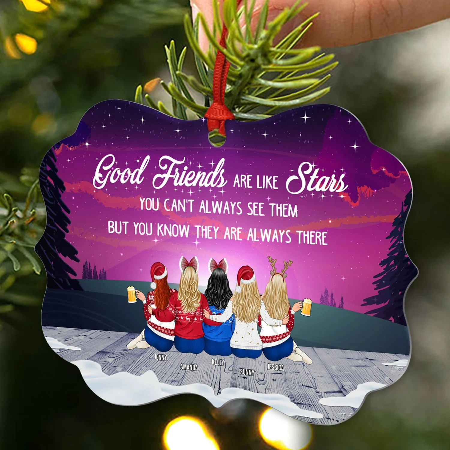There Is A Point In Every True Friendship - Christmas Gift For Bestie - Personalized Custom Aluminum Ornament - Image 2