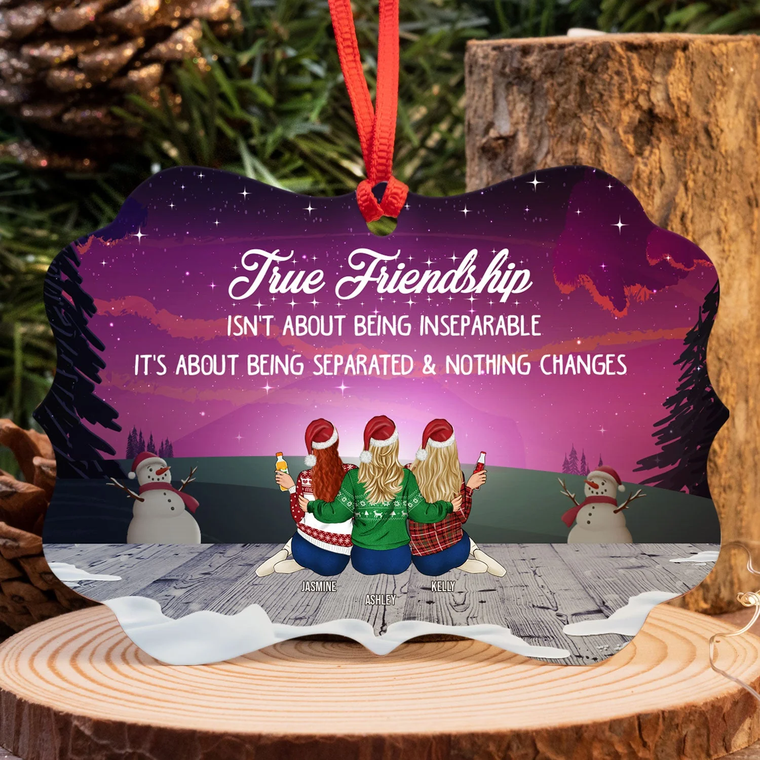 There Is A Point In Every True Friendship - Christmas Gift For Bestie - Personalized Custom Aluminum Ornament - Image 4