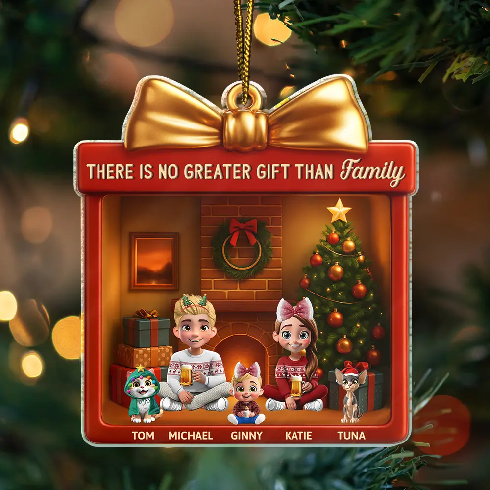 There Is No Greater Gift Than Family 3D Effect - Personalized Custom Shaped Acrylic Ornament - Image 3
