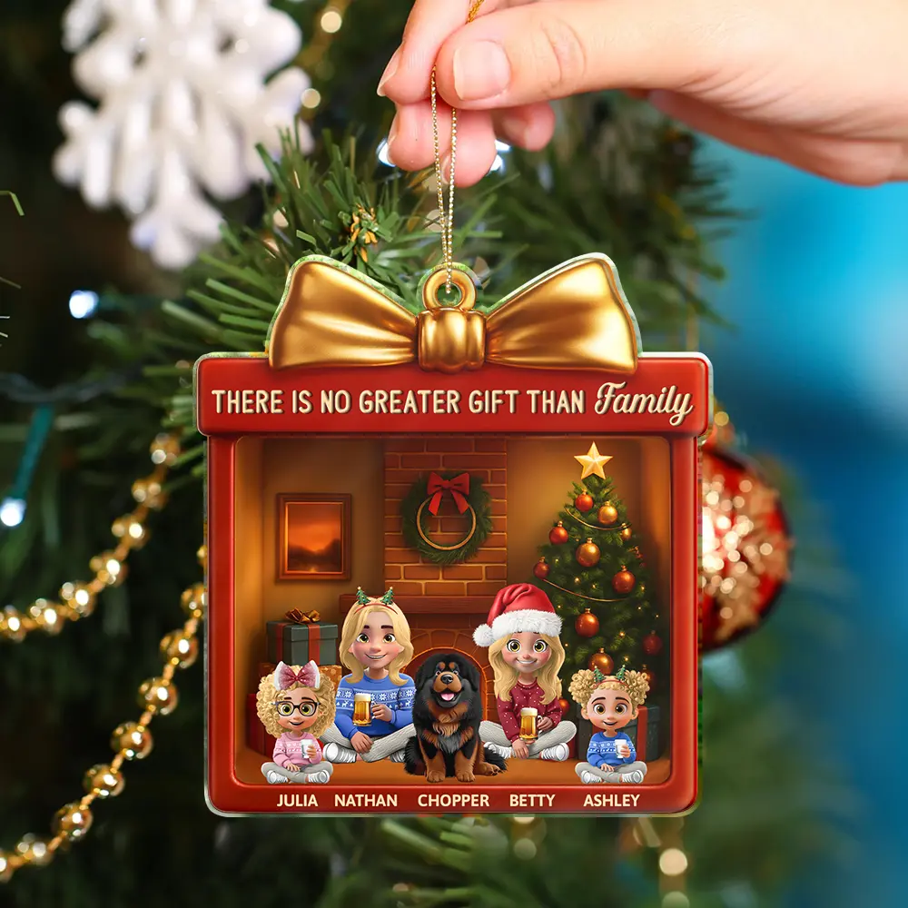 There Is No Greater Gift Than Family 3D Effect - Personalized Custom Shaped Acrylic Ornament - Image 4