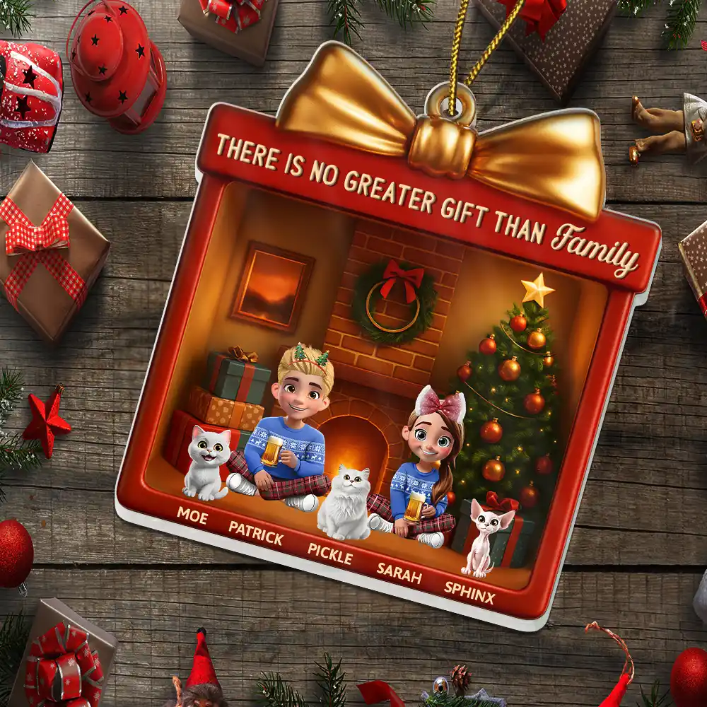 There Is No Greater Gift Than Family 3D Effect - Personalized Custom Shaped Acrylic Ornament - Image 5