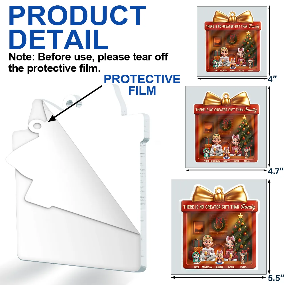 There Is No Greater Gift Than Family 3D Effect - Personalized Custom Shaped Acrylic Ornament - Image 6