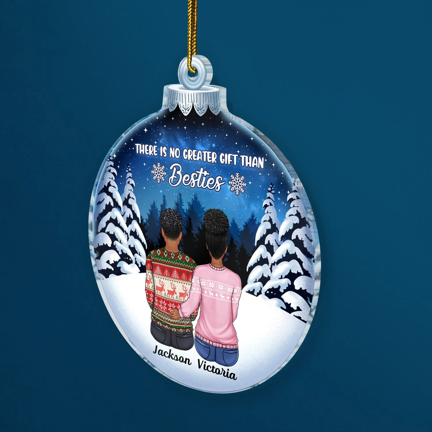 There Is No Greater Gift Than Family - Christmas Memorial Gift For Siblings, Family - Personalized Custom Shaped Acrylic Ornament - Image 2