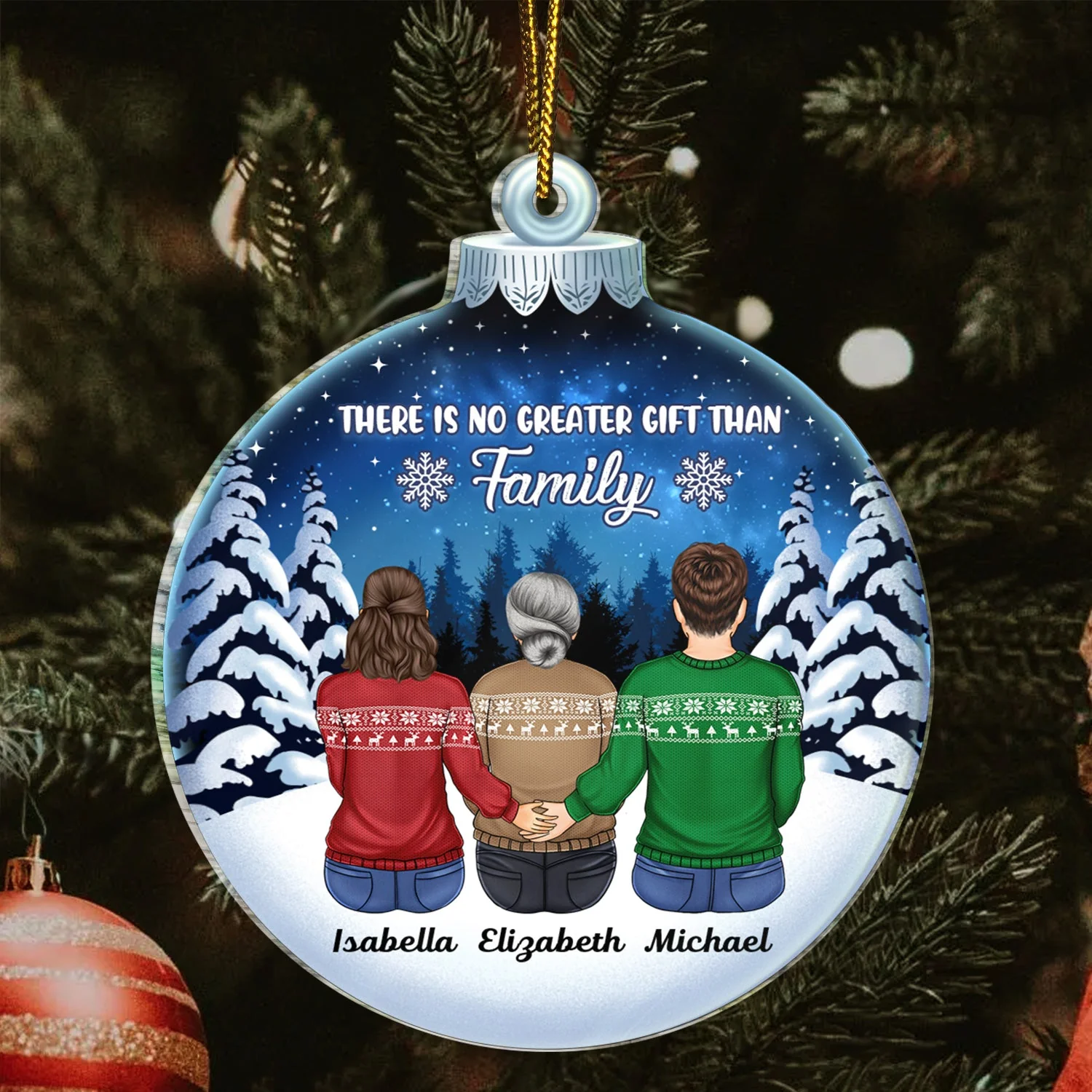 There Is No Greater Gift Than Family - Christmas Memorial Gift For Siblings, Family - Personalized Custom Shaped Acrylic Ornament - Image 3