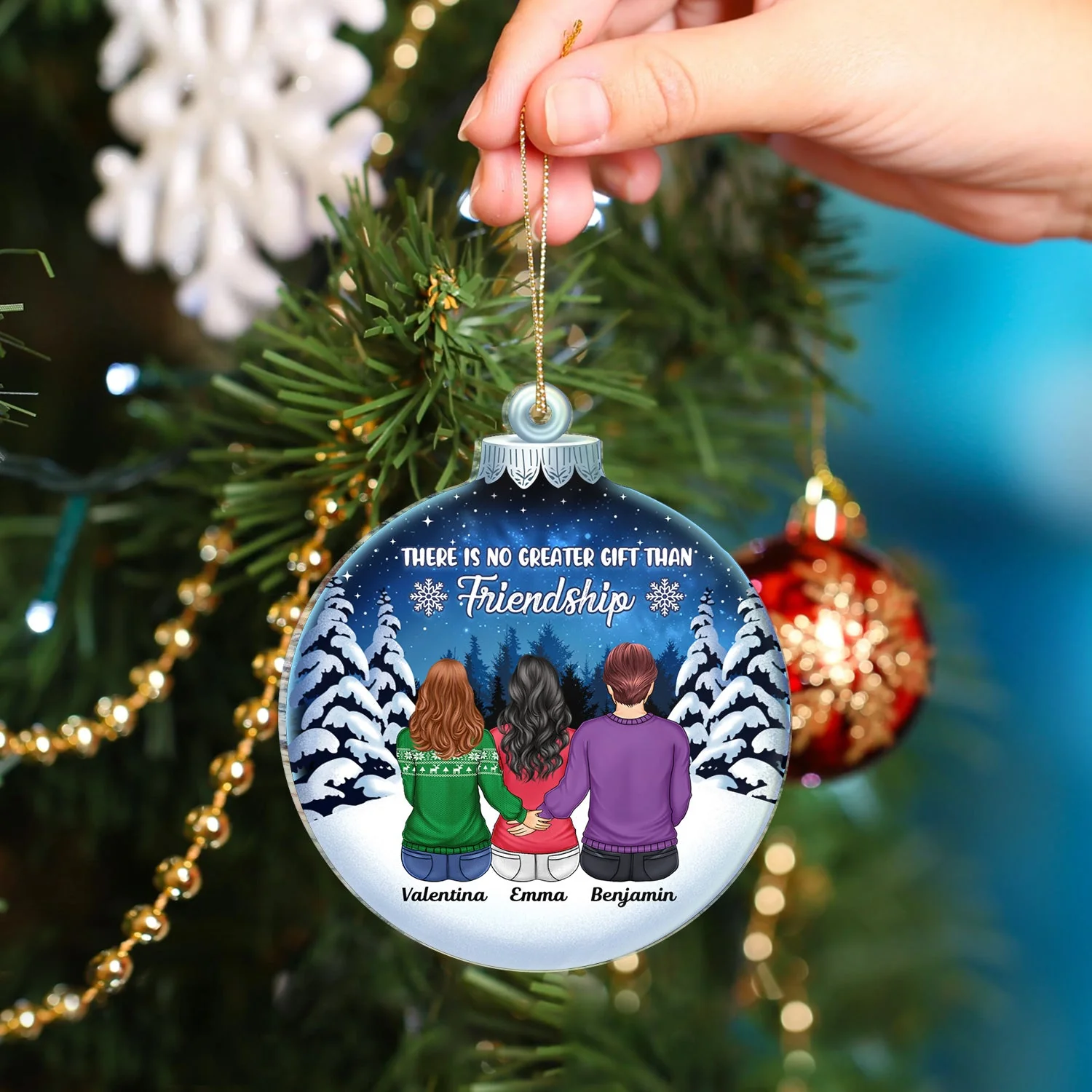 There Is No Greater Gift Than Family - Christmas Memorial Gift For Siblings, Family - Personalized Custom Shaped Acrylic Ornament - Image 4