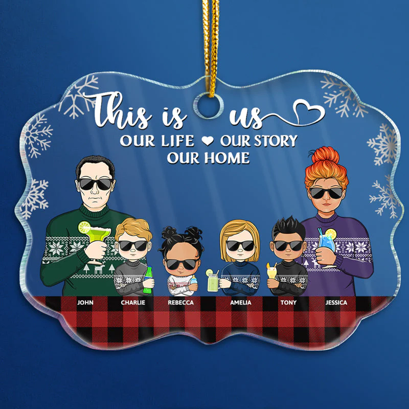 There Is No Greater Gift Than Family Husband Wife Family - Christmas Gift - Personalized Custom Medallion Acrylic Ornament - Image 3