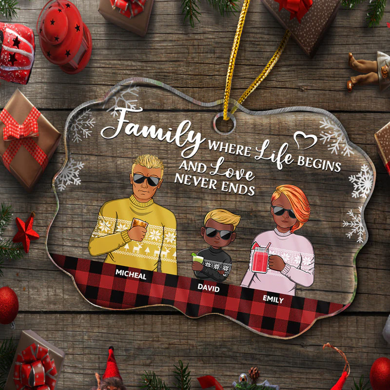 There Is No Greater Gift Than Family Husband Wife Family - Christmas Gift - Personalized Custom Medallion Acrylic Ornament - Image 4