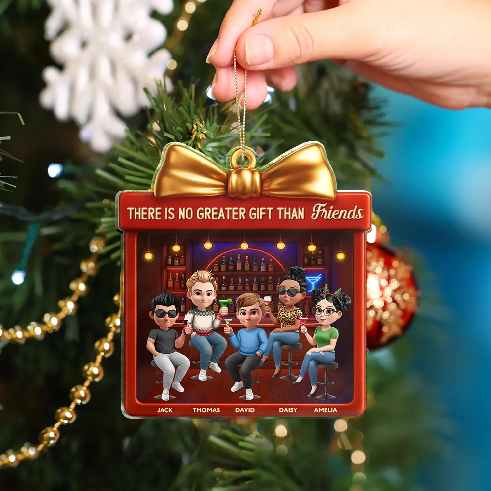 There Is No Greater Gift Than Friendship 3D Bestie - Personalized Custom Shaped Acrylic Ornament - Image 4