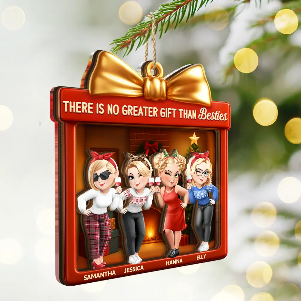 There Is No Greater Gift Than Friendship 3D Effect - Personalized 2-Layered Mix Ornament - Image 2
