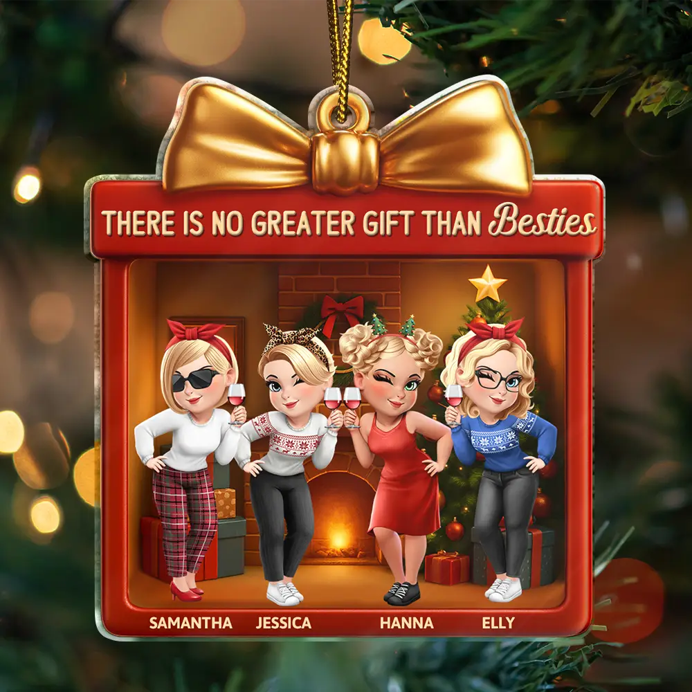 There Is No Greater Gift Than Friendship 3D Effect - Personalized Custom Shaped Acrylic Ornament - Image 3