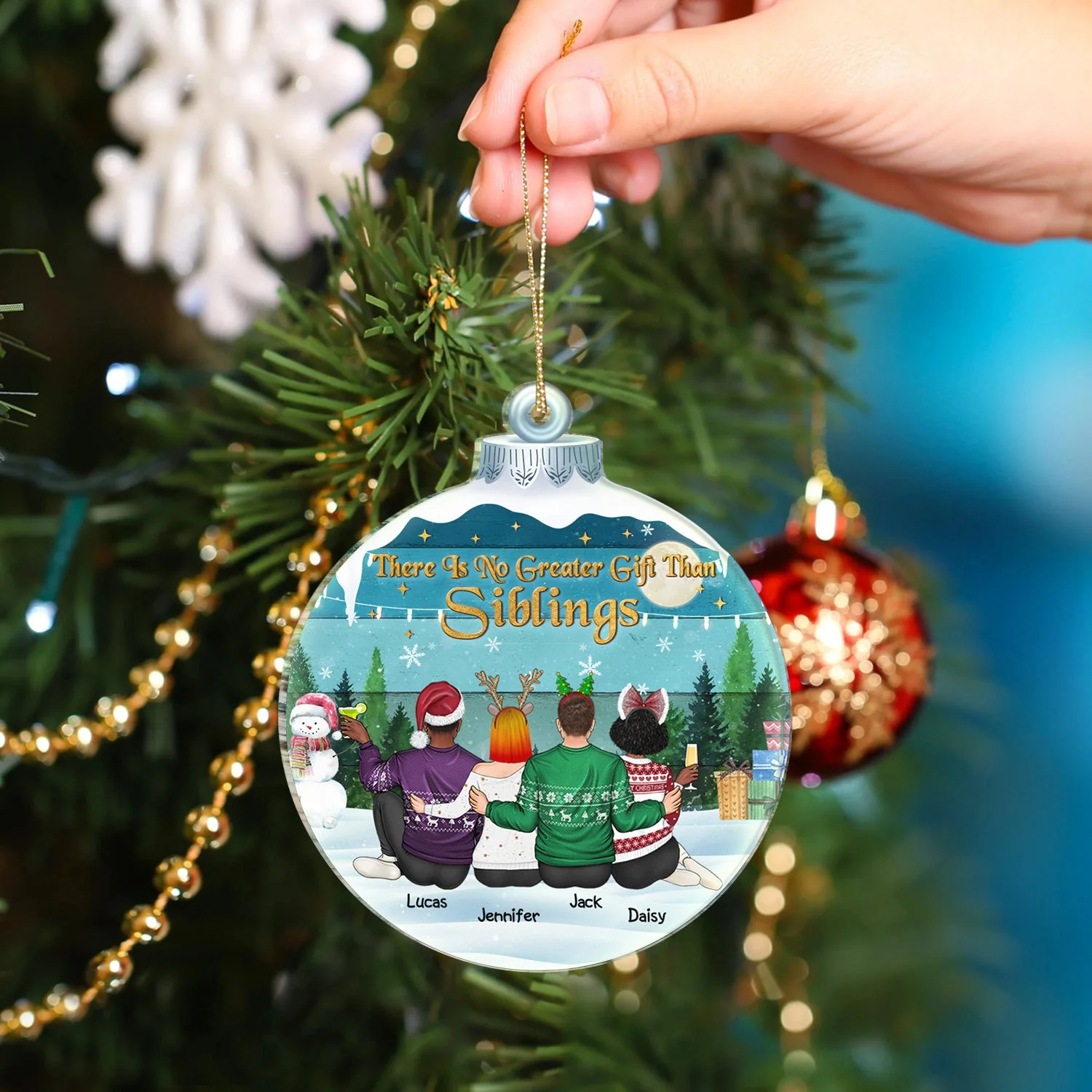 There Is No Greater Gift Than Friendship - Christmas Memorial Gift For Best Friends, Besties, Sisters - Personalized Custom Shaped Acrylic Ornament - Image 4