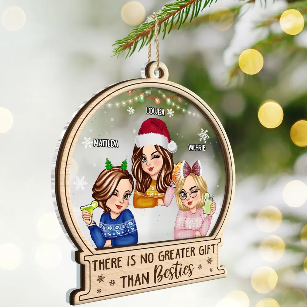There Is No Greater Gift Than Sisters Christmas - Personalized 2-Layered Mix Ornament - Image 2