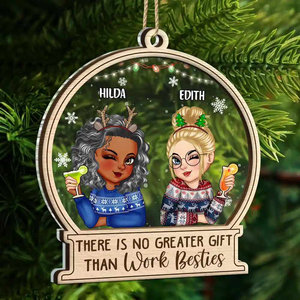 There Is No Greater Gift Than Sisters Christmas - Personalized 2-Layered Mix Ornament - Image 5