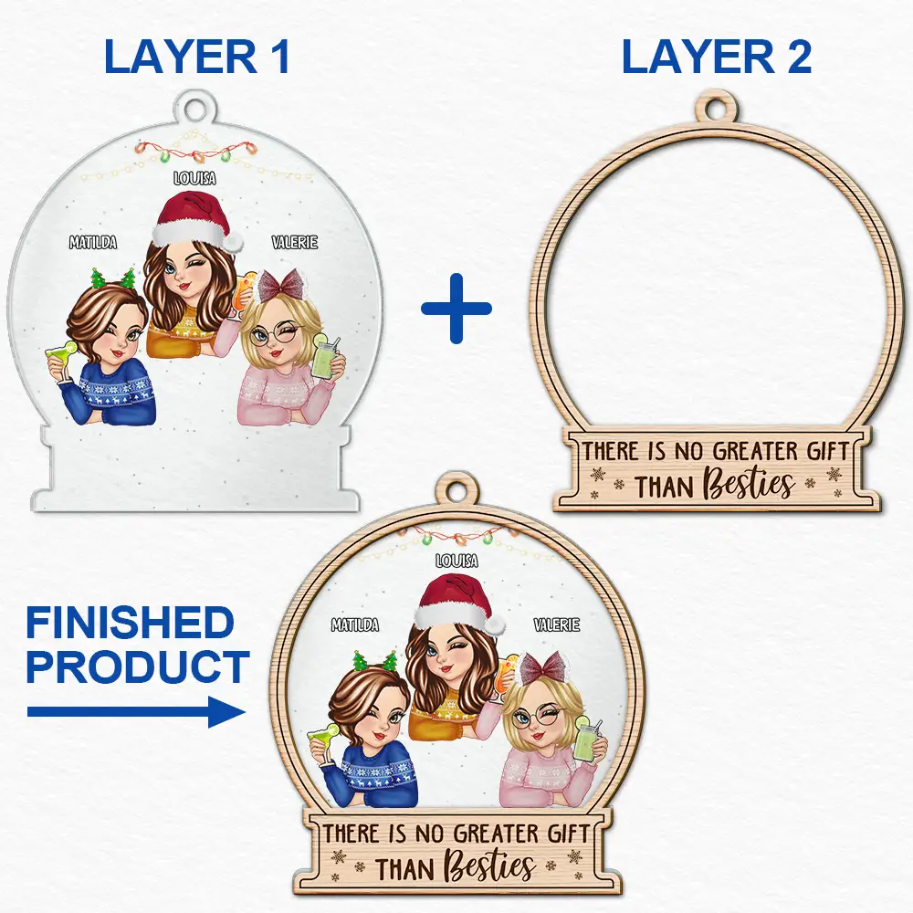 There Is No Greater Gift Than Sisters Christmas - Personalized 2-Layered Mix Ornament - Image 6