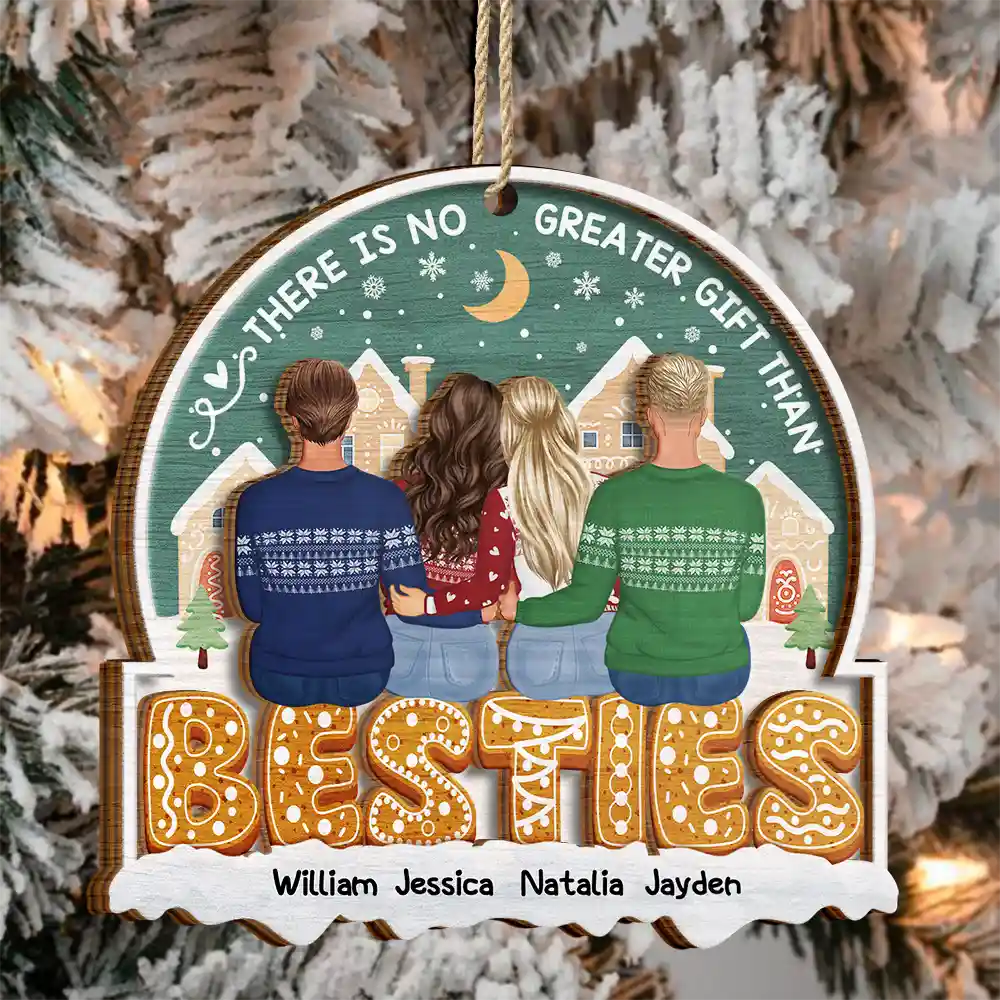 There Is No Greater Gift Than Sisters Family Besties - Personalized 2-Layered Wooden Ornament - Image 3