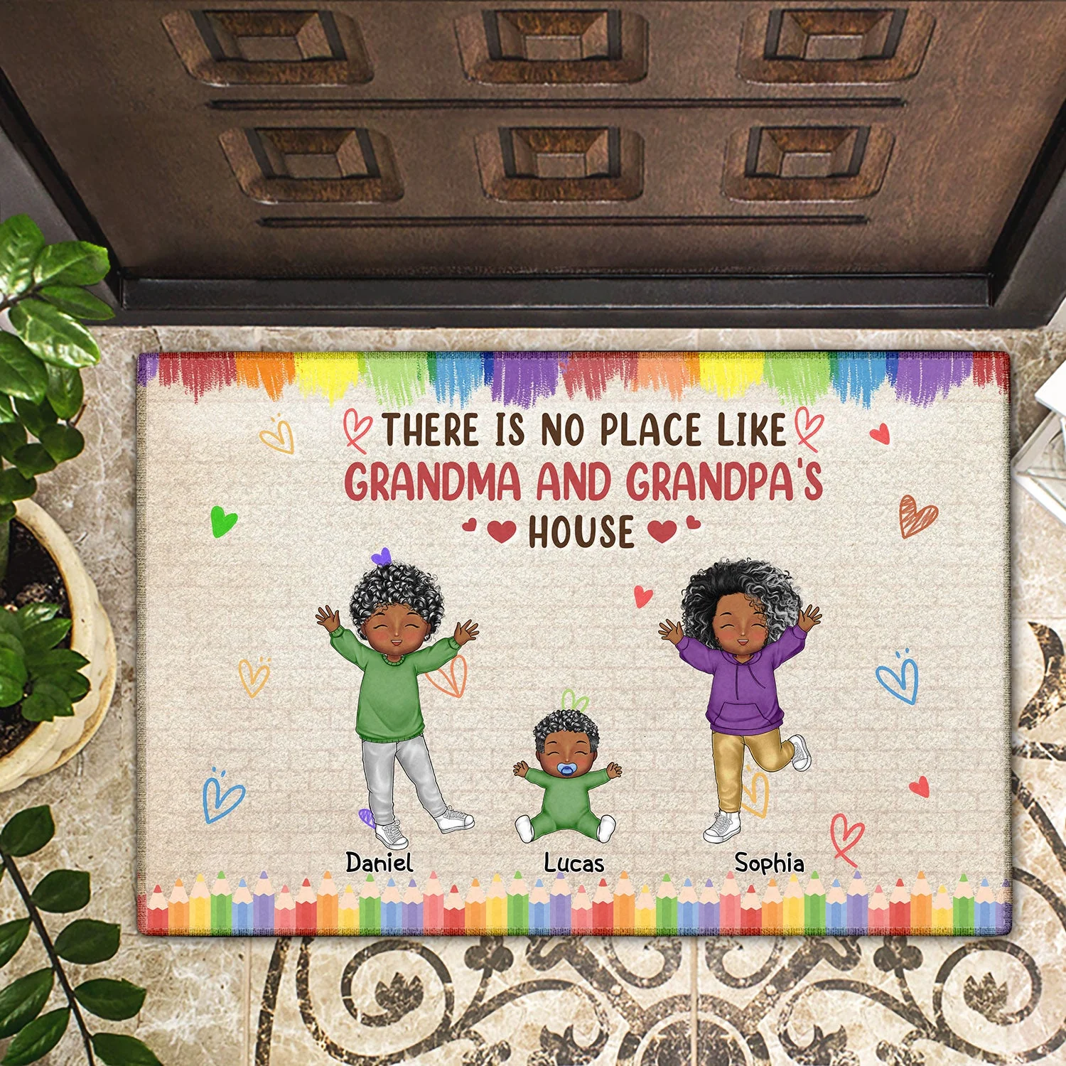 There Is No Place Like Grandma And Grandpa's House - Gift For Grandparents, Parents - Personalized Doormat - Image 2