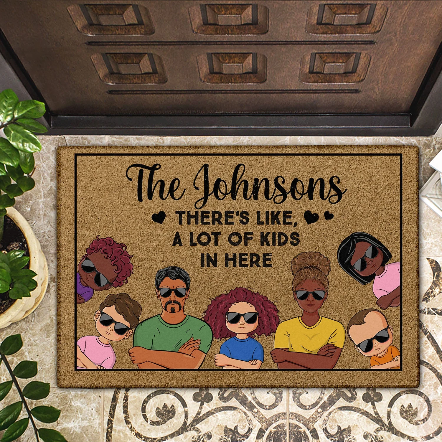 There's Like A Lot Of Kids In Here Couple - Anniversary, Birthday, Housewarming Gift For Spouse, Husband, Wife, Family - Personalized Custom Doormat - Image 2