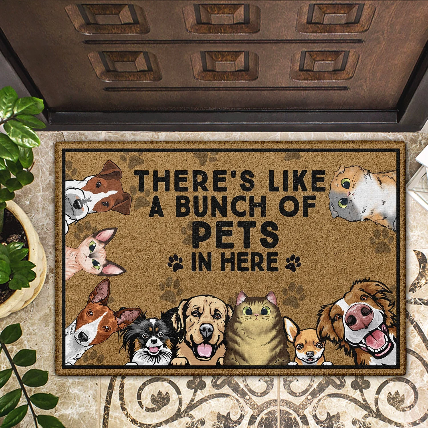 There's Like A Bunch Of Dogs In Here - Gift For Dog Lovers & Cat Lovers - Personalized Custom Doormat - Image 2
