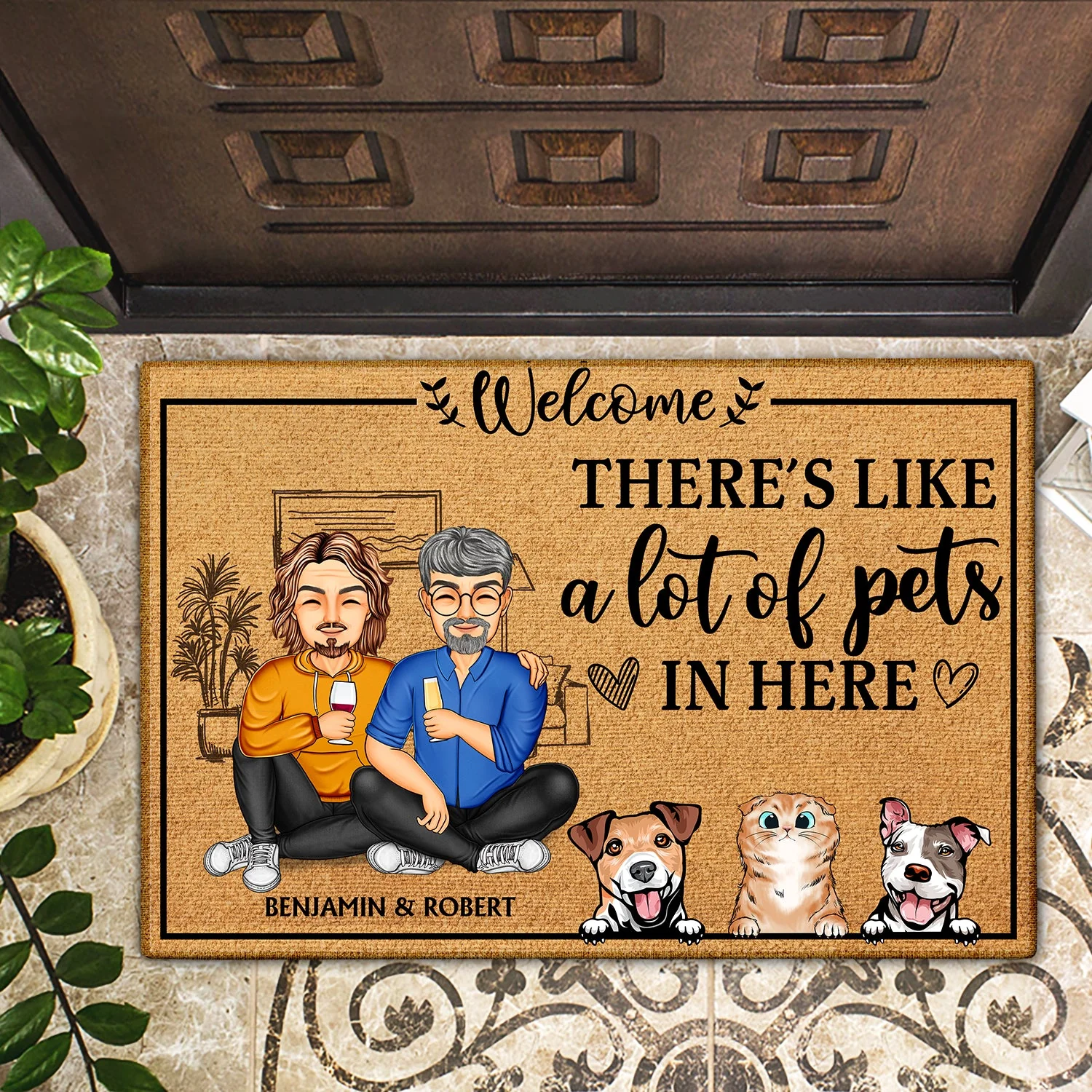 There's Like A Lot Of Kids In Here - Home Decor Gift For Husband, Wife, Couple, Pet Lovers - Personalized Custom Doormat - Image 2