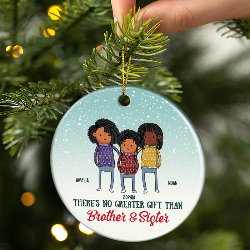 There's No Greater Gift Than - Christmas Gift For Family, Friends - Personalized Custom Circle Ceramic Ornament - Image 2