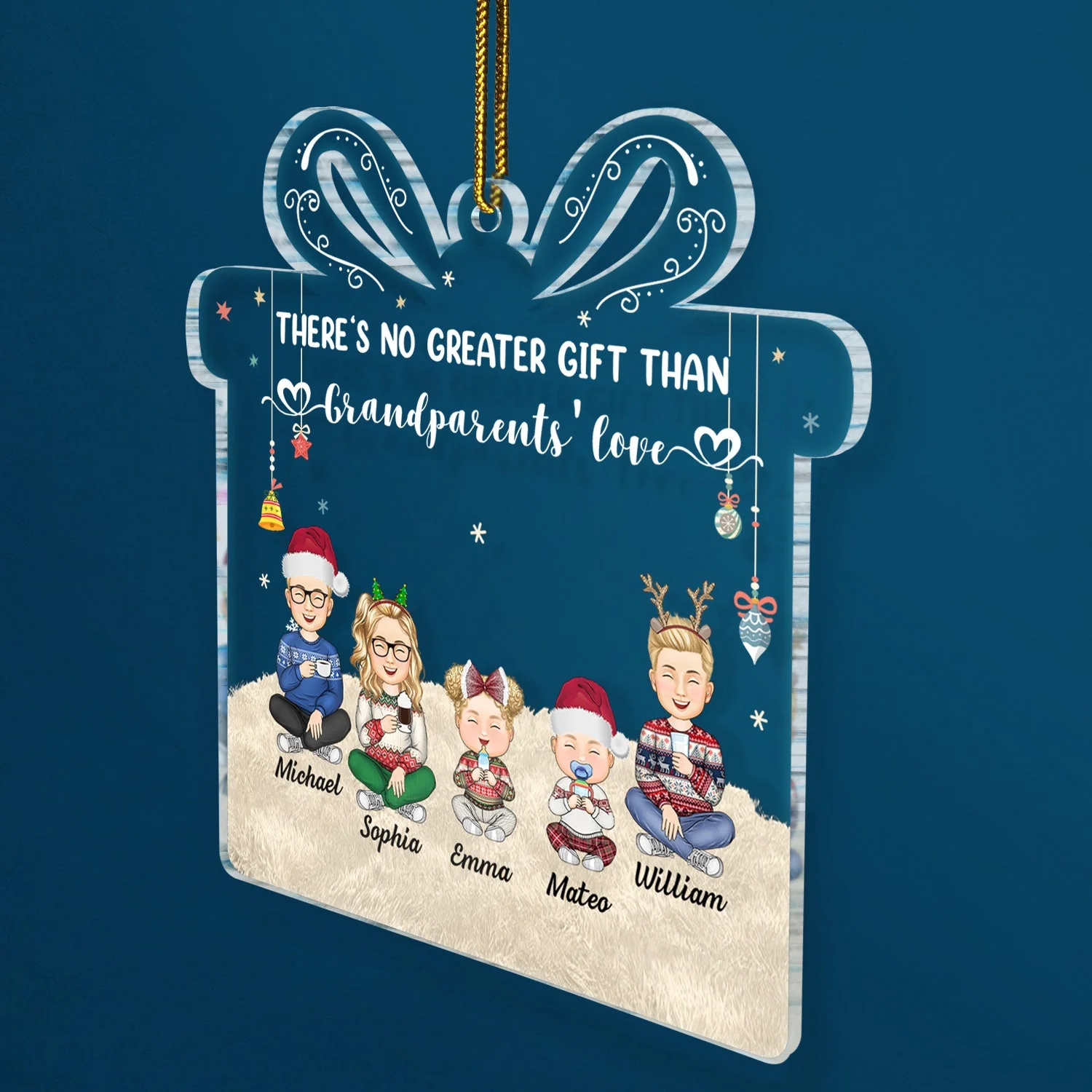 There's No Greater Gift Than Grandkids - Christmas Gift For Family, Grandma, Grandpa, Grandparents - Personalized Custom Shaped Acrylic Ornament - Image 2