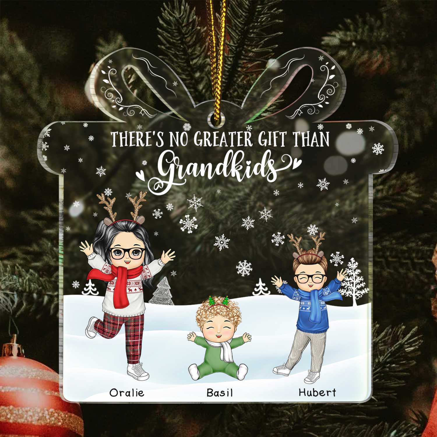 There's No Greater Gift Than Grandkids - Christmas Gift For Family, Grandpa, Grandma, Grandparents - Personalized Custom Shaped Acrylic Ornament - Image 3