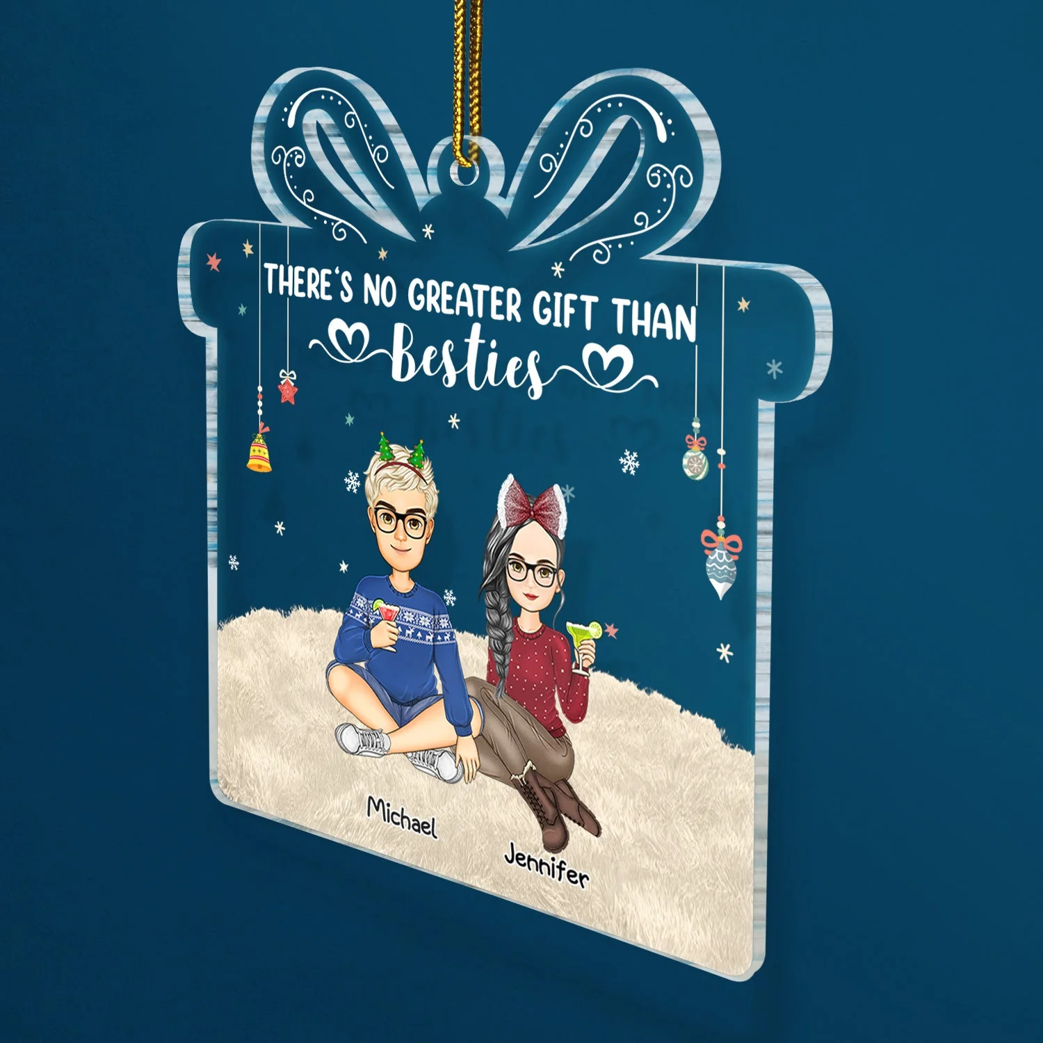 There's No Greater Gift Than Siblings Family - Christmas Gift For Family, Sisters, Brothers - Personalized Custom Shaped Acrylic Ornament - Image 2