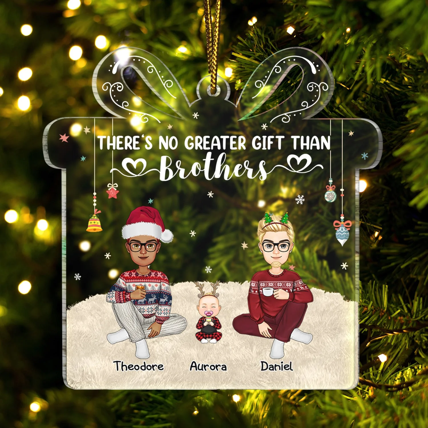 There's No Greater Gift Than Siblings Family - Christmas Gift For Family, Sisters, Brothers - Personalized Custom Shaped Acrylic Ornament - Image 3