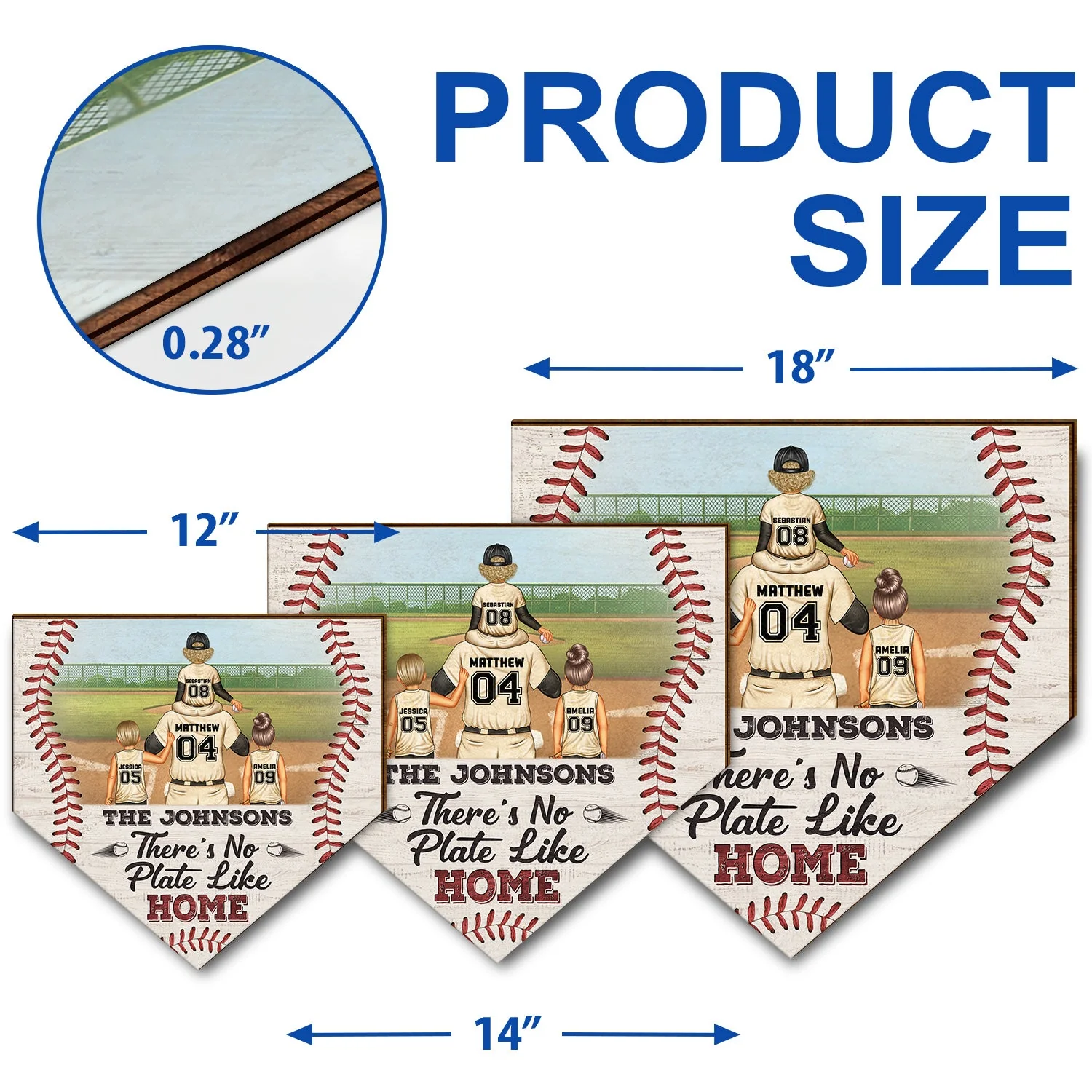There's No Plate Like Home - Gift For Family, Baseball, Softball Fans - Personalized Custom Shaped Wood Sign - Image 5