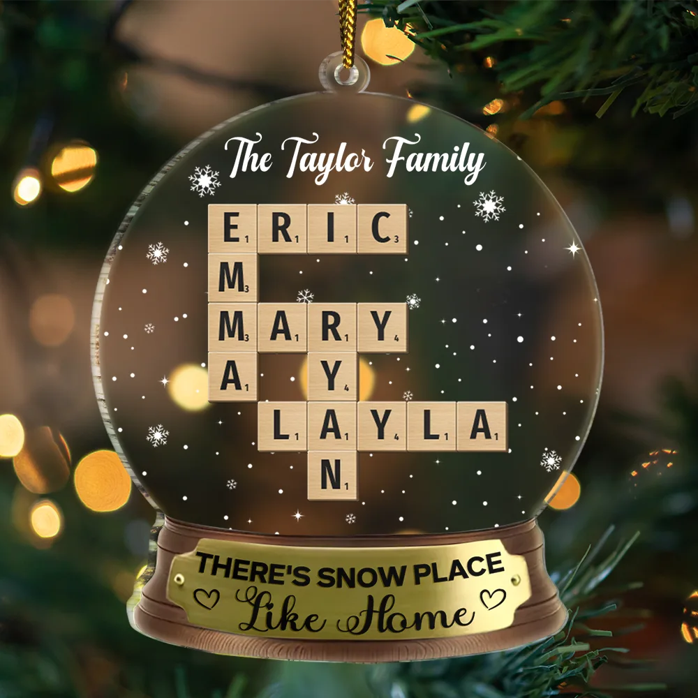 There's Snow Place Like Home Family Crossword Scrabble - Personalized Custom Shaped Acrylic Ornament - Image 4
